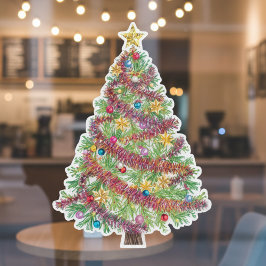 Kleurrijke Kerst Kerstboom Raamsticker