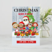 Kleurrijke Kerst Kinder Uitnodiging Kaart (Staand voorkant)