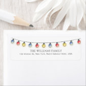 Kleurrijke Kerst Licht Aangepaste familienaam Etiket (Insitu)