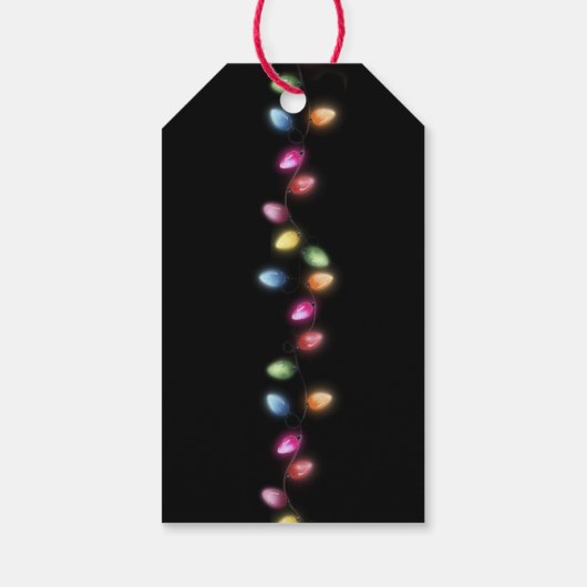 Kleurrijke Kerst Lichten Monogram Gift Labels Cadeaulabel (Achterkant)