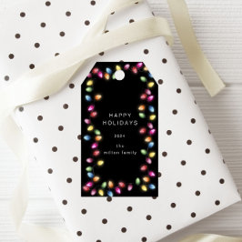 Kleurrijke Kerst Lichten Monogram Gift Labels Cadeaulabel