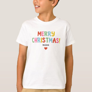 Kleurrijke Kerst Matching Familie Jongens T-shirt
