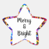 Kleurrijke Kerst Merry & Bright Ster Sticker (Voorkant)