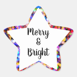 Kleurrijke Kerst Merry & Bright Ster Sticker