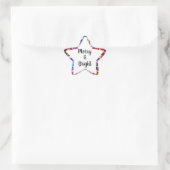 Kleurrijke Kerst Merry & Bright Ster Sticker (Tas)