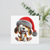 Kleurrijke Kerst met Lachende Beagle Feestdagenkaart (Staand voorkant)