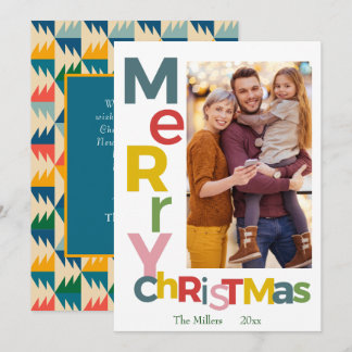 Kleurrijke Kerst met Vetgedrukte Typografie Foto Feestdagenkaart