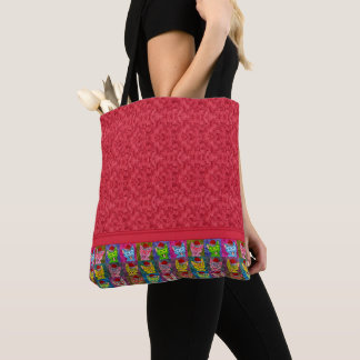 Kleurrijke Kerst Mooie Kat Tote Bag