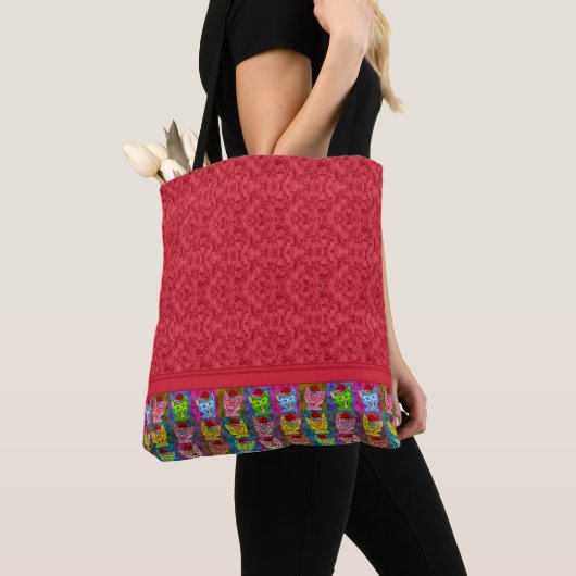 Kleurrijke Kerst Mooie Kat Tote Bag (Dichtbij)