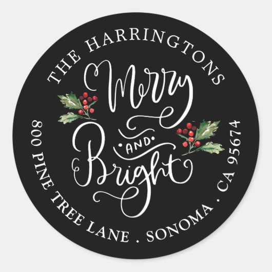 Kleurrijke Kerst Naam Retouradres Labels (Voorkant)
