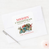 Kleurrijke Kerst Naam Voertuig Prettig Kerstfeest Vierkante Sticker (Envelop)