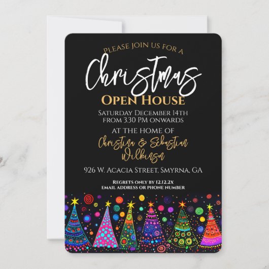 Kleurrijke Kerst Open Huis Kaart (Voorkant)