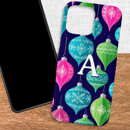 Kleurrijke Kerst Ornamente Monogram iPhone 16 Pro Max Hoesje