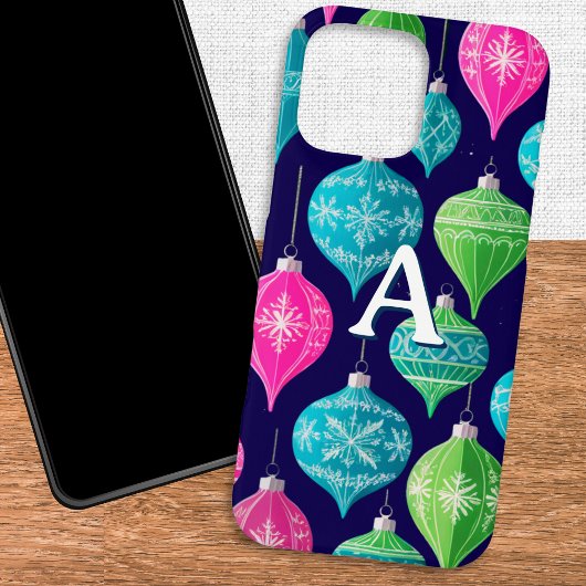 Kleurrijke Kerst Ornamente Monogram Case-Mate iPhone Case