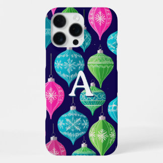 Kleurrijke Kerst Ornamente Monogram iPhone 16 Pro Max Hoesje