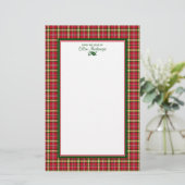 Kleurrijke Kerst Plaid Gepersonaliseerd Briefpapier (Staand voorkant)