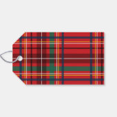Kleurrijke kerst plaid rode vakantie gepersonalise cadeaulabel (Achterkant Horizontaal)