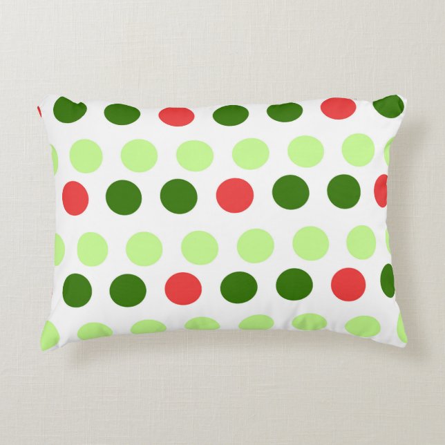 Kleurrijke Kerst Polka Stippen Accent Kussen (Voorkant)