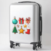 Kleurrijke Kerst Set met Kerst-Elementen Sticker (Koffer)