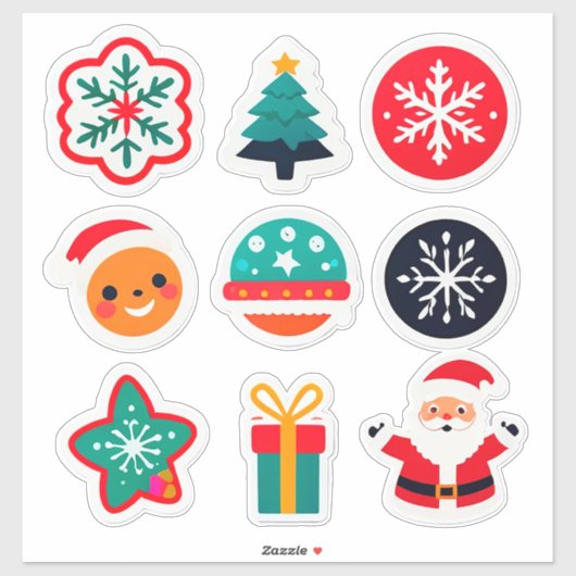 Kleurrijke Kerst Set Sticker (Vel)