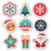 Kleurrijke Kerst Set Sticker (Voorkant)