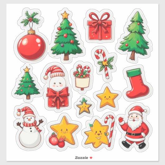 Kleurrijke Kerst Set Sticker (Vel)