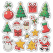 Kleurrijke Kerst Set Sticker (Voorkant)