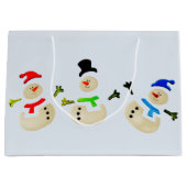 Kleurrijke kerst sneeuwpop parade large cadeautasje (Voorkant)