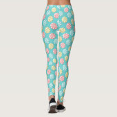 Kleurrijke Kerst Snoep Vakantie Patroon op Blauwgr Leggings (Achterkant)