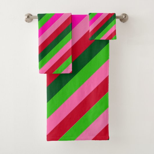Kleurrijke Kerst Strepen Bad Handdoek (Insitu)