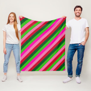 Kleurrijke Kerst Strepen Fleece Deken
