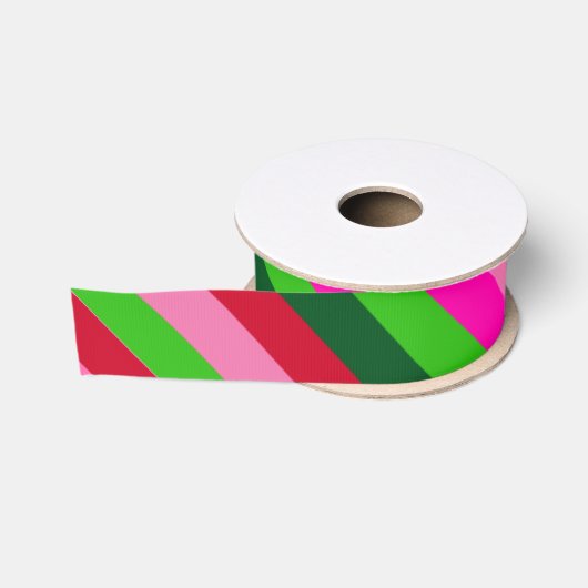 Kleurrijke Kerst Strepen Grosgrain Lint (Spoel)