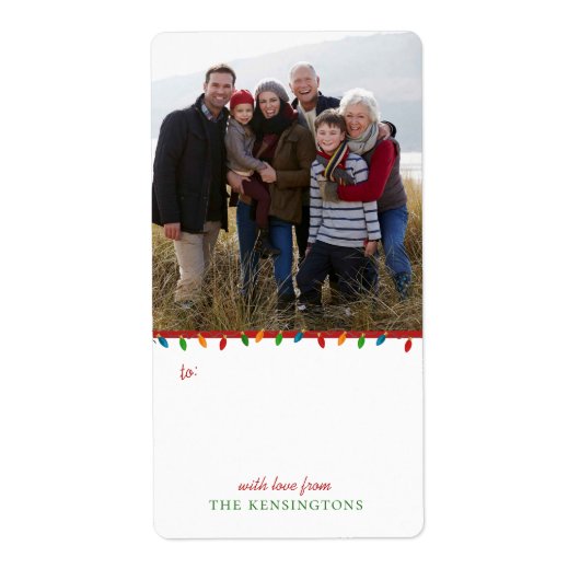 Kleurrijke Kerst String Lights | Vakantie foto Etiket (Voorkant)