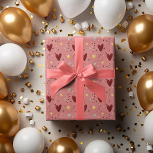 Kleurrijke Kerst Thema Patroon Roze Achtergrond Cadeaupapier