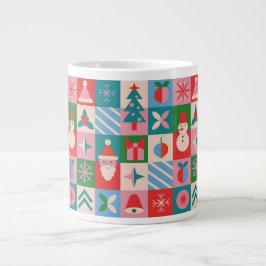 Kleurrijke Kerst Thema Raster Van Vakantie-Iconen Grote Koffiekop