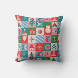 Kleurrijke Kerst Thema Raster Van Vakantie-Iconen Kussen