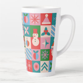 Kleurrijke Kerst Thema Raster Van Vakantie-Iconen Latte Mok