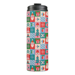 Kleurrijke Kerst Thema Raster Van Vakantie-Iconen Thermosbeker