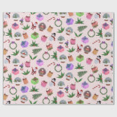 Kleurrijke kerst thema wrapping papier (Vlak)