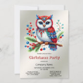 Kleurrijke kerst uil party uitnodiging (Voorkant)