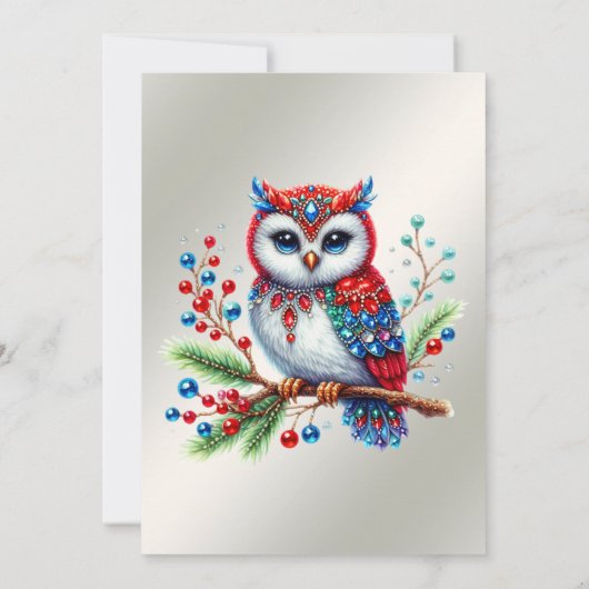 Kleurrijke kerst uil party uitnodiging (Achterkant)