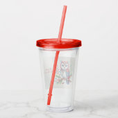 Kleurrijke Kerst Uil Vakantie Acryl Tumbler Drinkbeker (Achterkant)