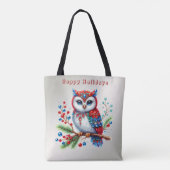 Kleurrijke kerst uil vakantie Canvas tas (Achterkant)