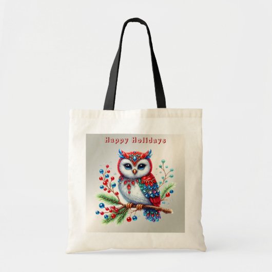 Kleurrijke kerst uil vakantie Canvas tas (Voorkant)