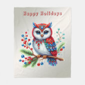 Kleurrijke kerst uil vakantie fleece deken (Voorkant)