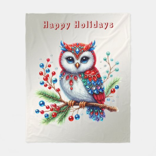 Kleurrijke kerst uil vakantie fleece deken (Voorkant)