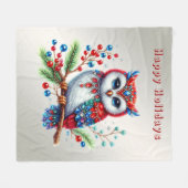 Kleurrijke kerst uil vakantie fleece deken (Voorkant (Horizontaal))