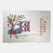 Kleurrijke Kerst Uil Vakantie Keuken Handdoek (Horizontaal)