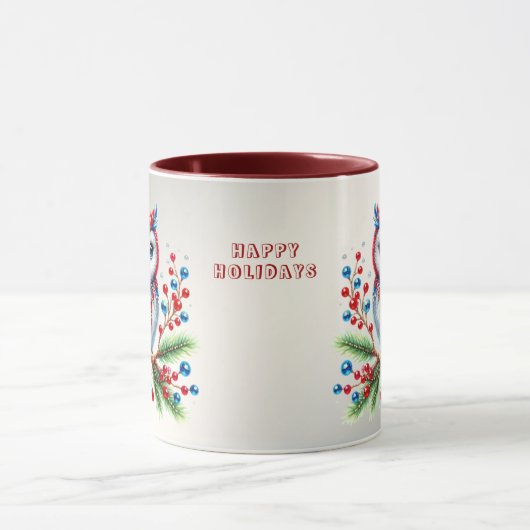 Kleurrijke kerst uil vakantie Mok (Midden)