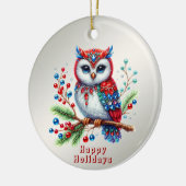 Kleurrijke kerst uil vakantie Ornament (Links)